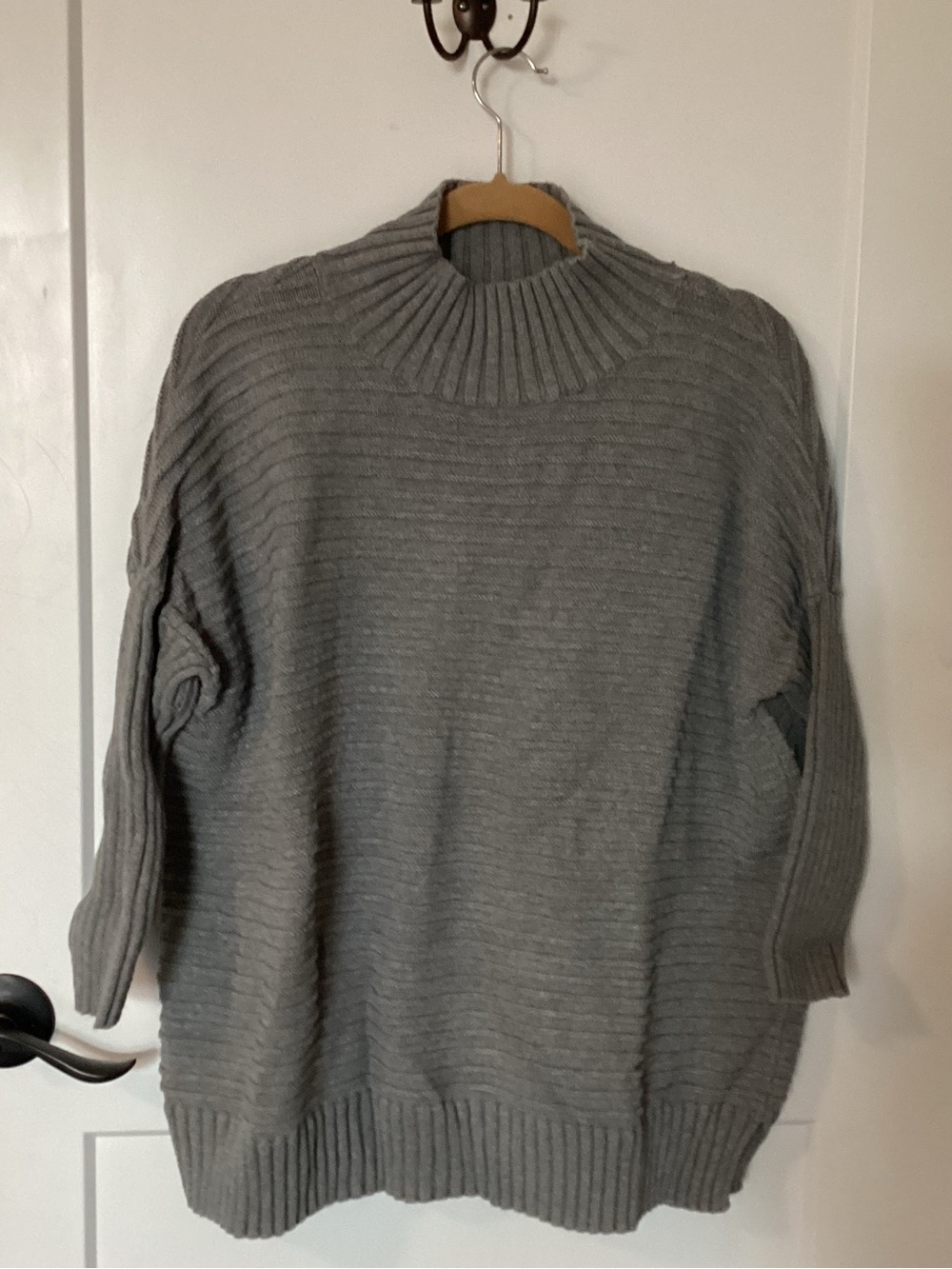 French Connection Gray Ribbed Mock Neck Sweater